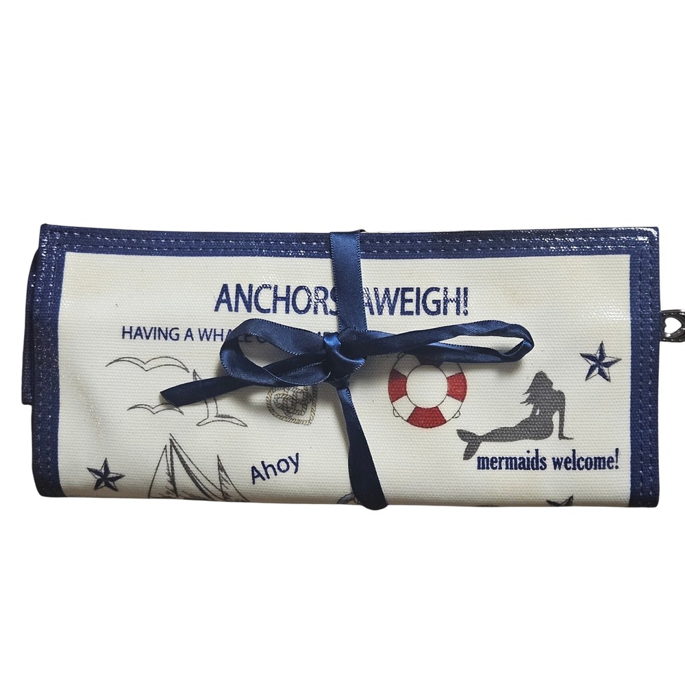 Brighton‎ Anchors Aweigh Nautical Mermaid Jewelry Roll Velvet Travel Organizer